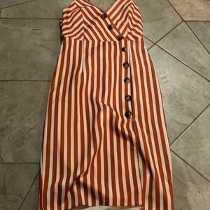 Elegant Striped Button-Down Midi Dress